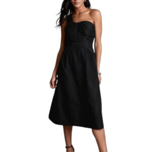 Banana Republic Women’s Black Taffeta One-Shoulder Shift Cocktail Midi Dress 14R